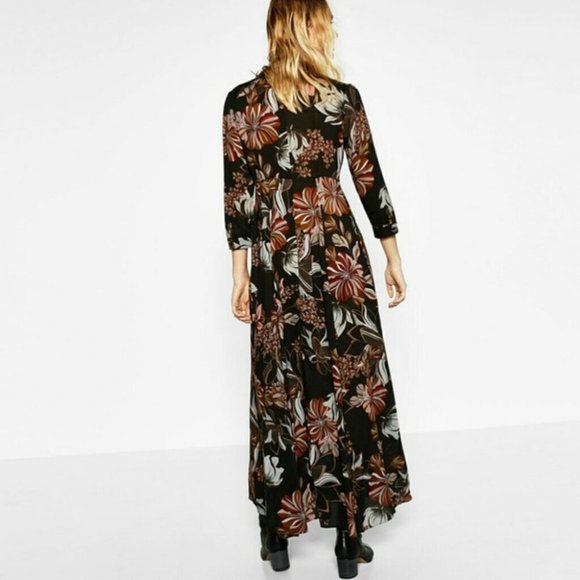 Zara | long floral print dress - Picture 4 of 12